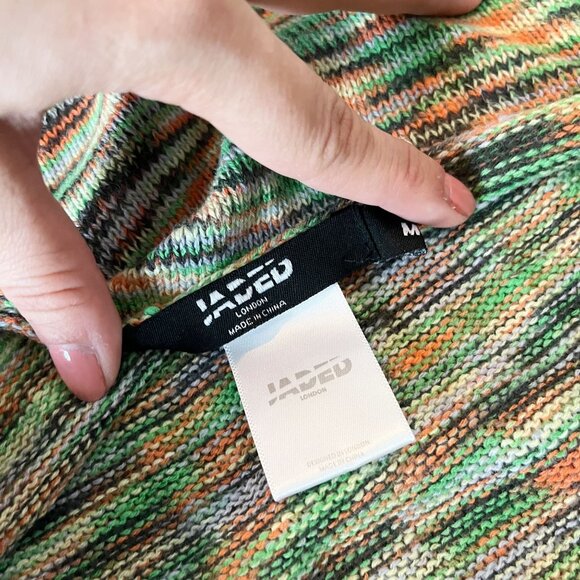 Jaded London Space Dye Knit Cut Out Maxi Dress Green Orange Multi Beach MEDIUM - Picture 6 of 6